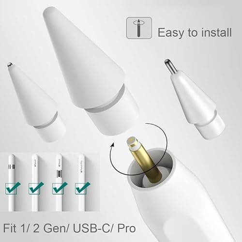 Upgraded Replacement Tips for Apple Pencil, Mix Metal Tips for Apple Pencil 2nd Generation/ 1st Gen/USB C/Pencil Pro Tips(4 Pack) thumbnail 2