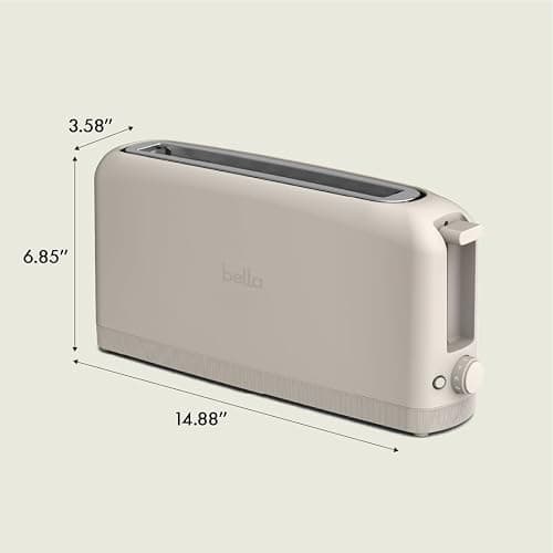bella 2 Slice Slim Toaster, Fits-anywhere™ Kitchenware, 6 Setting Shade Control with Reheat & Cancel Buttons, Fits sourdough, 10” Long Slot, Anti Jam & Auto Shutoff, 900 Watt, Oatmilk - 2 Slice - Oatmilk thumbnail 2