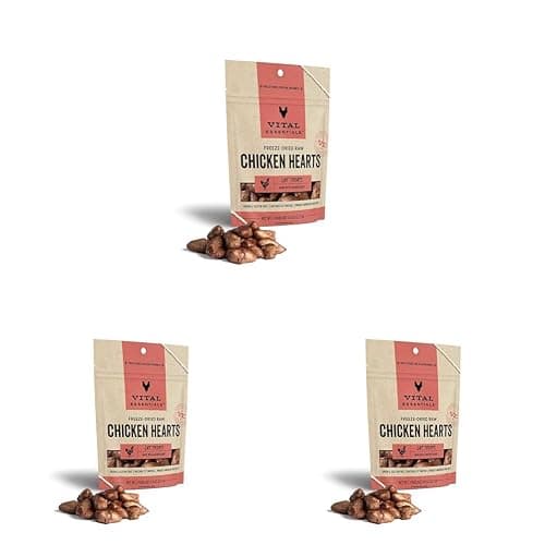 Vital Essentials Freeze Dried Raw Single Ingredient Cat Treats, Chicken Hearts, 0.8 OZ (Pack of 3) - Image 1