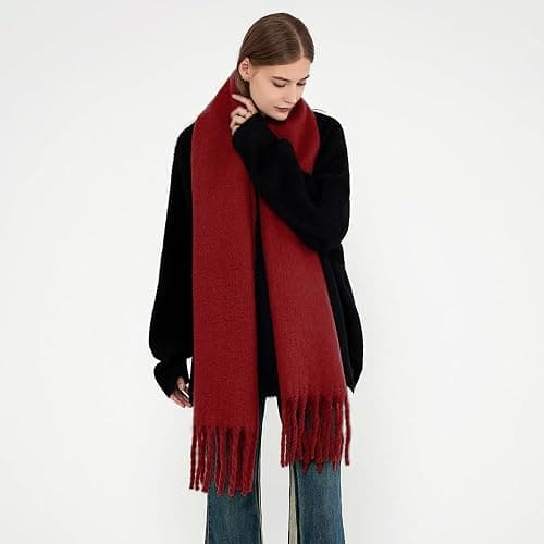 MININAI Women Chunky Scarf, Soft Warm Winter Scarf for Cold Weather, Christmas Blanket Scarves Pashmina Shawl Wrap thumbnail 2