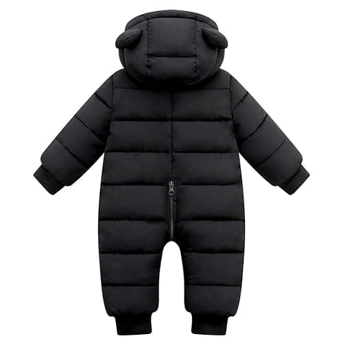 Fumdonnie Cute Baby Boys Snowsuit New Born baby girls Winter Coat Toddler Clothes - Black - 6-12 Months thumbnail 2