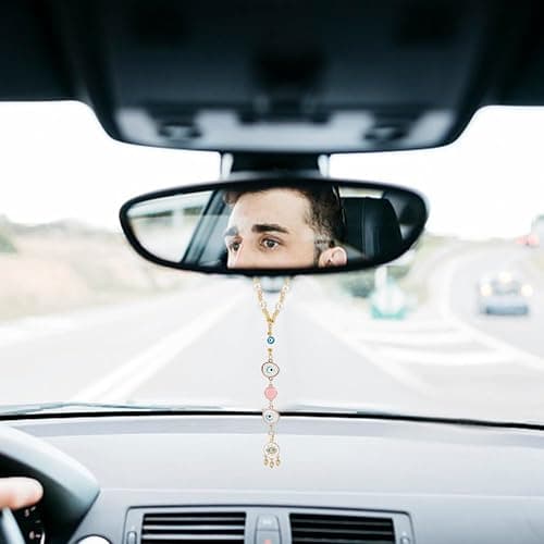DELORIGIN Evil Eye Car Hanging Ornament Heart Evil Eye Rear View Mirror Car Charm Lanyards Beaded Decor Hanging Accessories Sun Catcher Pendent Decoration for Window Home Door Frame Balcony thumbnail 6