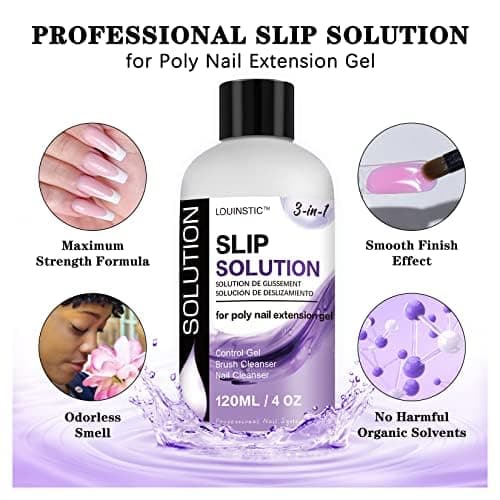 LOUINSTIC Poly Nail Gel Slip Solution - 4oz Slip Solution for Poly Nail Extension Gel, Anti-Stick Slip Solution for Nails, Brush Clean Liquid, Easy to Use, Beginners, Home Salon thumbnail 5
