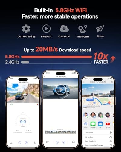 Coolcrazy 4K Dash Cam Front and Rear, STARVIS Sensor, Free 128GB Card Included, 5GHz WiFi-up to 20MB/s, Dual Dash Camera for Cars, Built-in GPS, G-Sensor, WDR/HDR Super Night Vision, 24H Parking Mode thumbnail 7