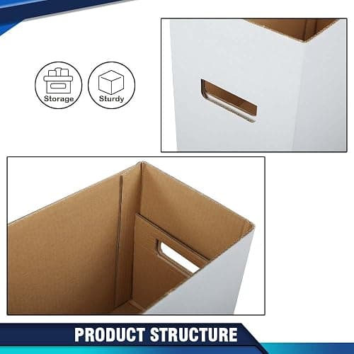 PIT66 5 Pcs Comic Book Storage Boxes, Holds 150-175 Comics Each, Collapsible, Stackable, Moistureproof, White, 15.83"L x 11.42"W x 7.87"H thumbnail 7