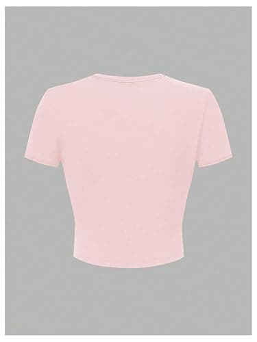 RoseSeek Floral Graphic Crop Tops for Girls Short Sleeve Slim fit Preppy Summer T Shirt Y2k Tops Trendy thumbnail 2