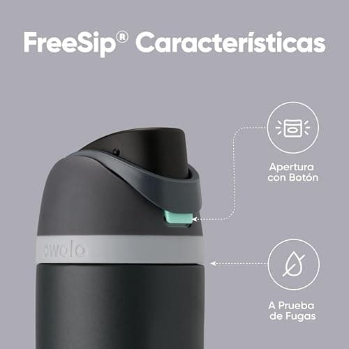 Owala FreeSip botella agua acero inoxidable con pajita, 710 ml - Botella térmica a prueba de fugas para el deporte y los viajes, sin BPA, Foggy Tide thumbnail 3