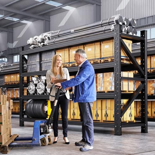 8000LBS Heavy Duty Storage Shelves, 4 Tier Adjustable Garage Shelving Unit, Heavy Duty Metal Shelving for Garage, Basement, Warehouse, Storage Room, Garage Storage Shelves, 69" W x 24" D x 64" H Black thumbnail 4