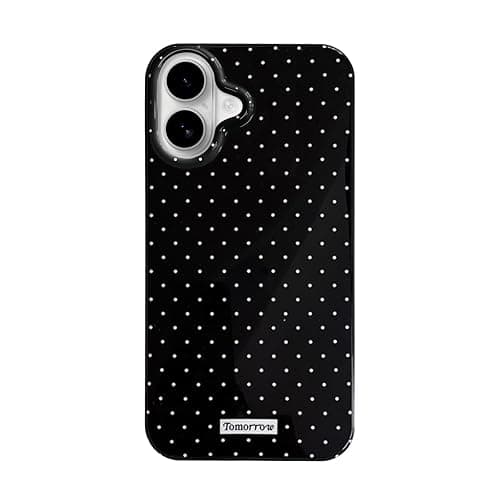 inewateri Compatible with iPhone 16 Case with Cute Fashion Polka Dot Aesthetics Design Simple Cases for Soft TPU Slim Protection Cover-Black - Image 1