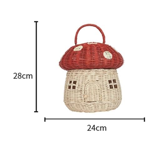 Kqcibz Handmade Rattan Mushroom-Shaped Storage Basket- Cute Handmade Handcrafted Decoration Artwork Rattan, Red Easy to Use thumbnail 3