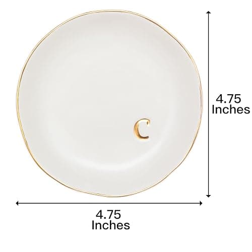 COLLECTIVE HOME - Ceramic Jewelry Tray, Decorative Trinket Dish for Rings Earrings Necklaces Bracelet Watch Keys, Birthday Mother's Day Christmas Gift for Women, 4.75", White Surface (C) thumbnail 3