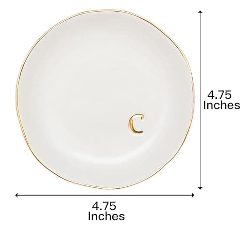 COLLECTIVE HOME - Ceramic Jewelry Tray, Decorative Trinket Dish for Rings Earrings Necklaces Bracelet Watch Keys, Birthday Mother's Day for Women, 4.75", White Surface (C) - C thumbnail 3