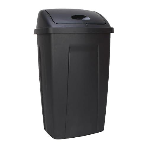 13 Gallon Trash Can Plastic Swing Top Kitchen Garbage Trash Can (Black) thumbnail 2