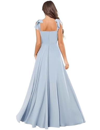 Fouwey Junior Bridesmaid Dresses for Wedding Teen Girls Spaghetti Strap Chiffon Flower Girl Dress Ruffles Prom Dress 2-16Y thumbnail 2
