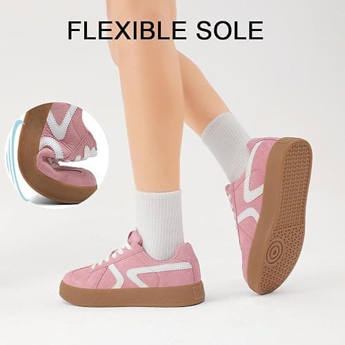 EADNLY Women's Retro Fashion Sneakers - Gum Sole Suede Casual Walking Footwear Skate Shoes Non Slip Trainers thumbnail 7