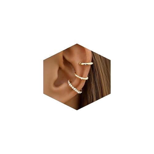 D.Bella Ear Cuff Earrings for Women 14K Gold Plated Dainty Non Pierced Clip On Earring for Cartilage Fake Ear Jewelry Lightweight - Image 1