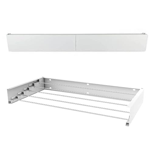 Peggy Perfect Wäscheständer, 80cm weiß zur Wandmontage, Wandwäschetrockner Wandwäscheständer zusammenklappbar, ausziehbar, faltbar u. platzsparend. In- und Outdoor. Aus Edelstahl und Aluminium - Image 1