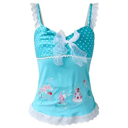 WTVVTW Gyaru Harajuku Cutecore Polka Dot Camisole for Women Sheer Bow & Cute Embroidery Top - Image 1