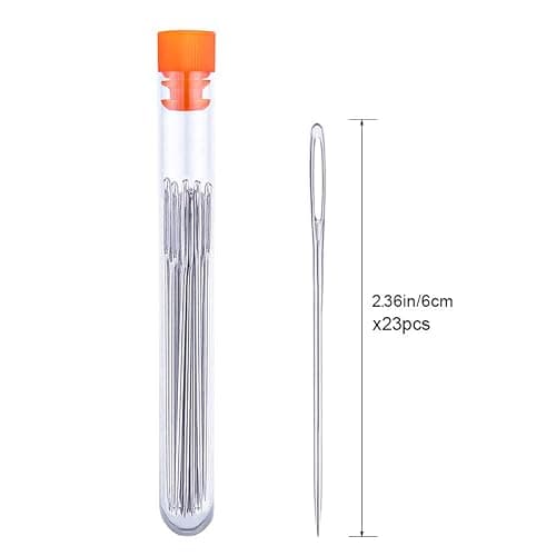 23 PCS Large Eye Sewing Needles, 2.36in Sewing Sharp Needles, Leather Embroidery Thread Needle, Stainless Steel Yarn Knitting Needle with a 3.3in Plastic Bottle thumbnail 2