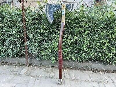 Dark Warrior | Handmade Kratoss Viking Axe Cosplay Viking Replica GOWAxe, Axes Berserker Large Norse Axes,Scandinavian Double Headed Axe Functional Viking Battleax Norse Mythology thumbnail 6
