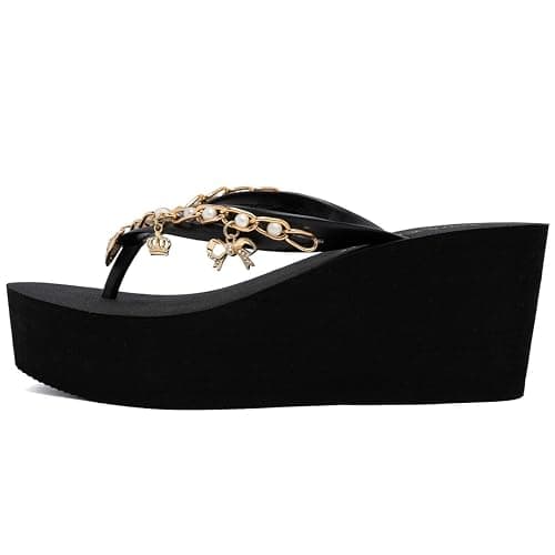 Juicy Couture Women’s Wedge Platform Flip Flops, Fashion Beach Sandals with Soft Footbed and Thong Style thumbnail 2