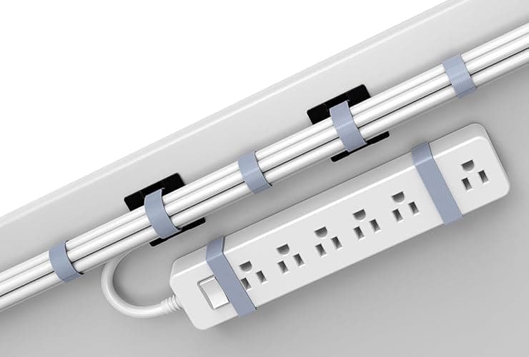 Under Desk Cord Management Straps, Adhesive-Backed Heavy-Duty Reusable Mounting Straps, Cable Management, Self Adhesive Hook and Loop Strap Set, for Large Cord Bundles, Power Strips & Devices - Image 1