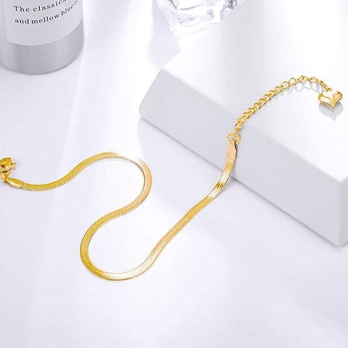 QJLE Gold Anklets for Women Waterproof,18K Gold Plated Anklet for Women Snake Chain Link Dainty Ankle Bracelets Summer Beach Jewelry thumbnail 7