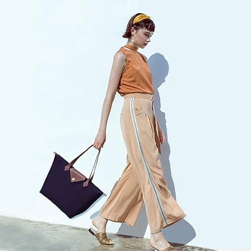 BOJLY Tote Bags for Women Stylish Waterproof Nylon Ladies Shoulder Bag Top Handle Handbag Folding Beach Travel Bag for Work,Shopping, School - Deep Purple - S thumbnail 6
