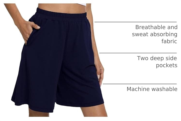GYS Women's Bamboo Viscose Cooling Pajama Shorts | Moisture wicking, Breathable, Tagless, Super soft, Soft stretch, Elastic Waist, 2 pockets, for hot flashes & summer sleep thumbnail 4