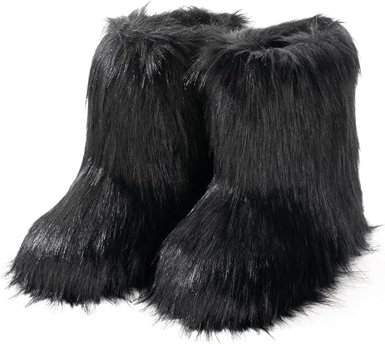 Chlemeter Women's Faux fur Boot Warm Comfortable Outdoor Flat Shoes Furry Fluffy Short Snow 2026 Boot Mid-Calf Boots thumbnail 4