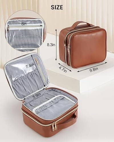 Stagiant Large Makeup Bag, Double Layer Makeup Case with Dividers Makeup Organizer Bag Cosmetic Train Case for Travel Makeup Brushes Palettes Sponge Toiletries thumbnail 6