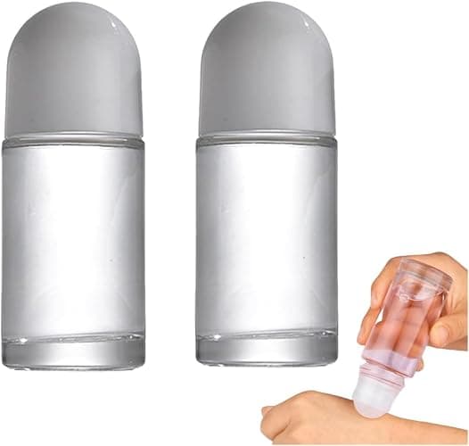 2Pcs White 50ML Glass Empty Roller Bottles with Plastic Roller Ball, Deodorant Roll On Containers Leak Proof Massage Ball Bottles with Cap for Essential Oil Perfume Cosmetics - Image 1