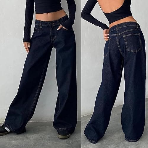 Low Rise Baggy Jeans for Women y2k Straight Wide Leg Boyfriend Streetwear Loose fit Jeans 2025 Fall Casual Denim Pants thumbnail 5