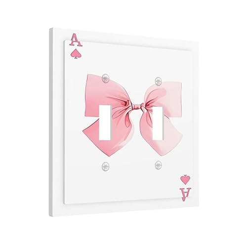 Funny Pink Bowknot Double Toggle Light Switch Cover 2 Gang Wall Plate Decorative Switchplate Electrical Faceplate Standard Size for Kitchen Bathroom Home Decor thumbnail 3