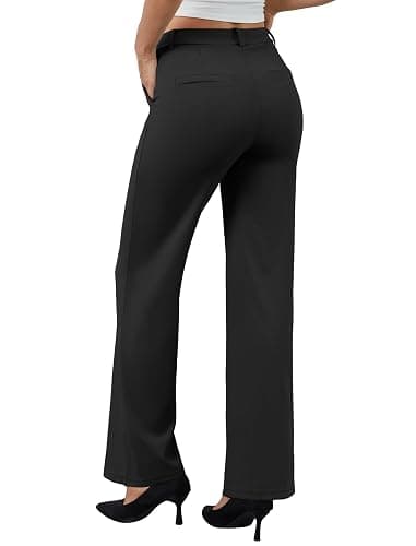 DLOODA Women's Work Dress Pants Wide Leg Business Casual Slacks Stretchy Pull on High Waisted Office Trousers with Pockets thumbnail 3