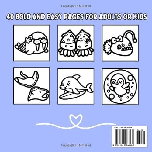 Aquatic Animals: Ocean Inspired Bold and Easy Coloring Book for Adults or Kids (Bold and Easy Coloring Books) thumbnail 3