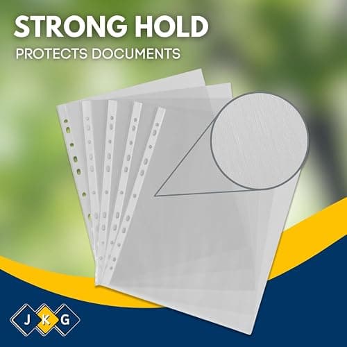 100 Plastic Wallets A4 Punched - Document Wallets | Clear Plastic Cover for Work | Document Organizer Wallet Sleeves | Poly Pockets for Files Folder Punched | Paper Pocket | Office Stationery thumbnail 4