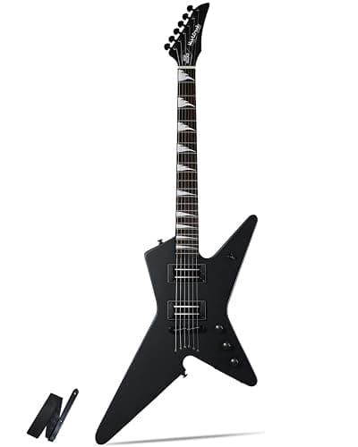 WestCreek Guitars HIGH VOLTAGE(HV)Heavy Metal Solid Body Electric Guitar | Mahogany Body, Maple Neck, Rosewood Fretboard, Rounded End Frets, Bone Nut, 22 Frets (Black) - Image 1