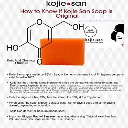 Kojie San Skin and Body Brightening Soap - Original Kojic Acid, Dark Spot Remover Bar Soap with Glycerin & Tea Tree Oil - 65g x 2 Bars thumbnail 8