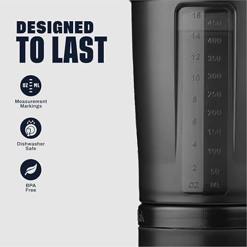 BlenderBottle Shaker Bottle with Pill Organizer and Storage for Protein Powder, Classic V2 ProStak System, 22-Ounce, Midnight Black thumbnail 6