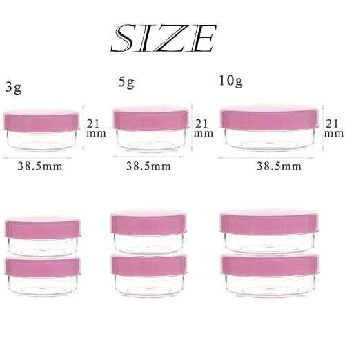 ZEJIA 3 Gram Sample Containers with Lids, 25 Count Tiny Sample Jars, 3ML Makeup Cosmetic Containers for Lip Balms, Lotion, Powder, Beauty Products(Pink Lids) thumbnail 8