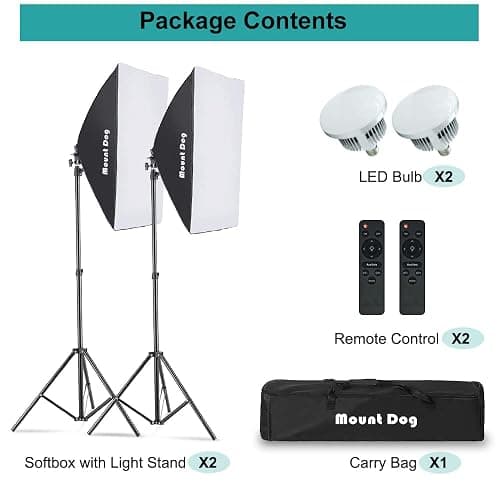 MOUNTDOG Softbox Lighting Kit Studio Photography Continuous Lights Softbox with Dimmable LED 3 Colors Bulbs (85W/2700-6400K), Remote Control and Adjustable Stand for Portraits Photo Video YouTube thumbnail 6