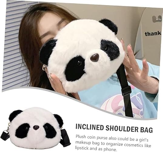 Kawaii Panda Head Plush Bag Crossbody Wallet Shoulder Bag Coin Pouch Accessories Money Bag for Students Teens Girls Boys (Panada) thumbnail 5