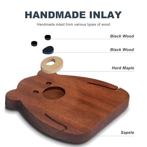 Wood Coasters for Drinks Absorbent, Handmade by Multiple Wood Inlays—Sapele Wooden Coaster Sets for Coffee Table Dining Table Wooden Table Coasters for Desk, Farmhouse, Office, Bar,Set of 6 thumbnail 3
