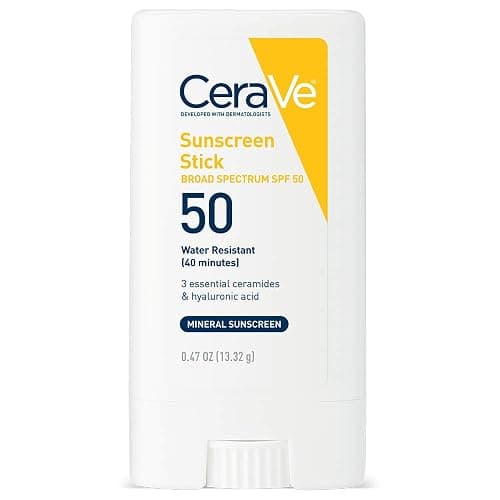 CeraVe Mineral Sunscreen Stick SPF 50, Broad Spectrum SPF + Hyaluronic Acid + Ceramides, Titanium Dioxide & Zinc Oxide, 100% Mineral Face Sunscreen Stick, Fragrance Free & Oil Free thumbnail 9