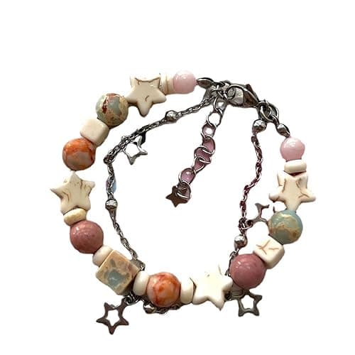 Flixxo Y2K Star Bracelet for Women Cute Beaded Bracelets Grunge Bracelets Y2K Jewelry Aesthetic Accessories Preppy Stuff - Pink - alloy - Image 1