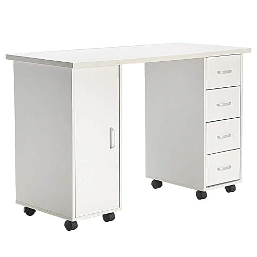 Vasitelan White Manicure Table, Acetone Resistant Beauty Wooden Salon Spa Nail Desk Art Equipment thumbnail 3
