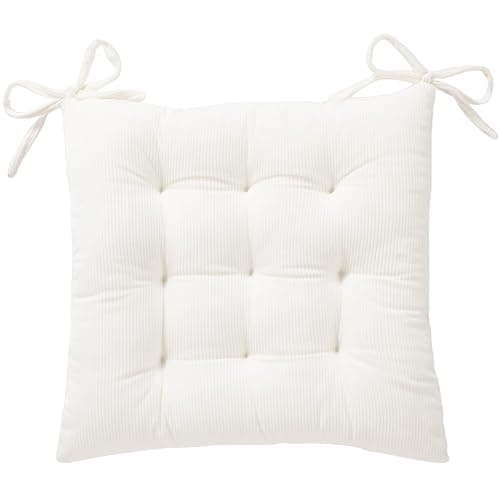 HLOVME Corduroy Chair Cushion with Ties Ultra Soft Warm Floor Cushion for Kids Reading Nook Comfortable Square Seat Cushion for Adult 15.7”x15.7”, White - Image 1