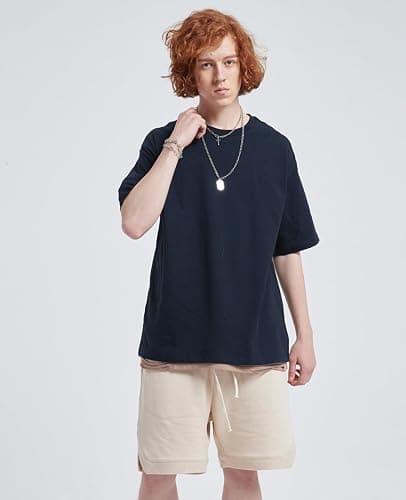SnowElve Mens Oversized T-Shirts Fashion Loose Fit Crewneck Tshirt Streetwear Heavyweight Short Sleeve Gym Workout Tops thumbnail 4