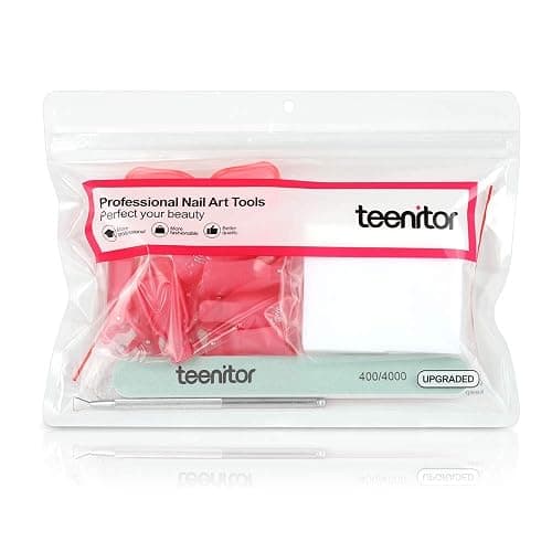 Teenitor Nail Gel Remover Tools Kit with Pink Polish Remover Clips, Cuticle Peeler Scraper, Gel Nail Brush, 115 Pack Nail Wipe Cotton Pads, Nail File Grits 120/180 Buffer Block Grits 400/4000 Rose thumbnail 9